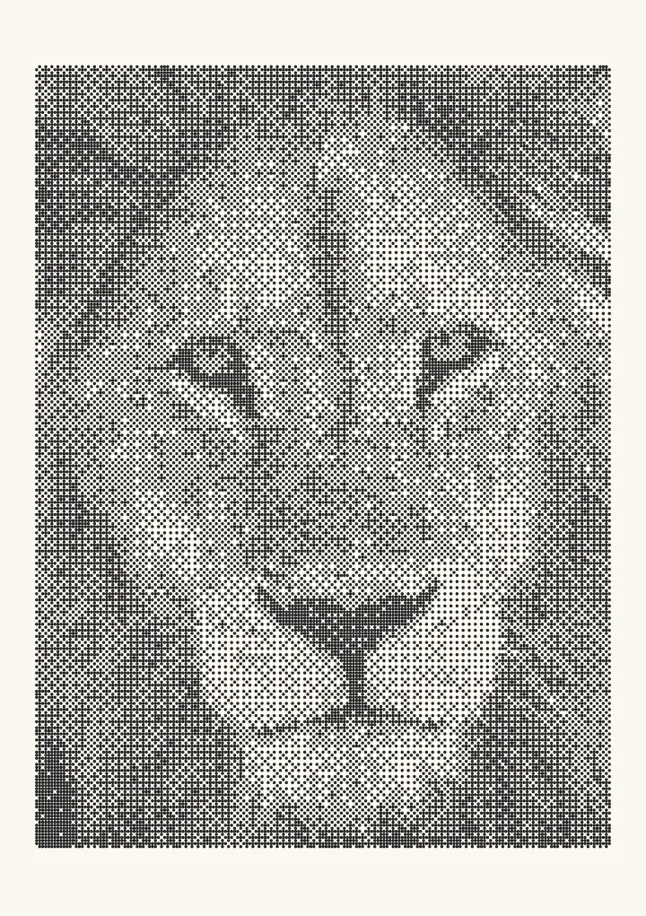 Bayer 4×4 dithering applied to a photo of a lion