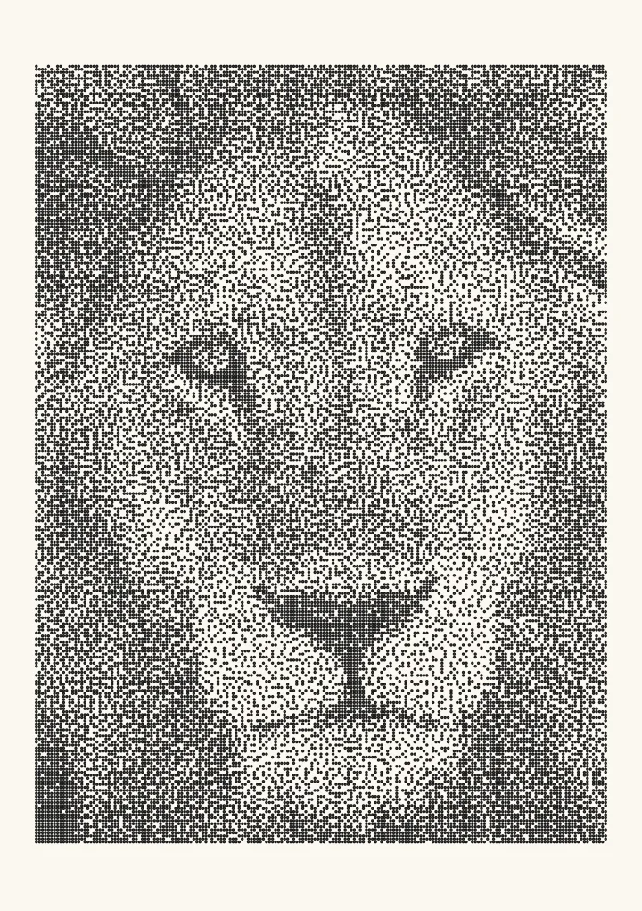 Blue noise dithering applied to a photo of a lion