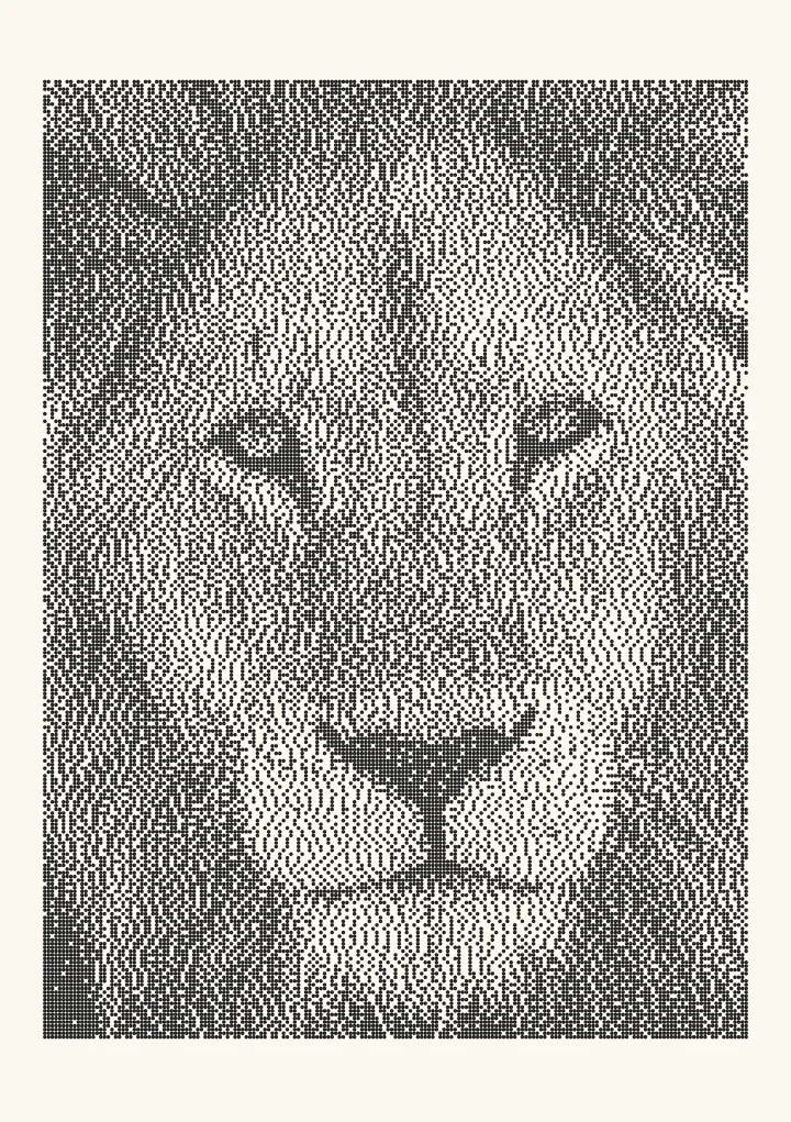 Sierra two-row dithering applied to a photo of a lion