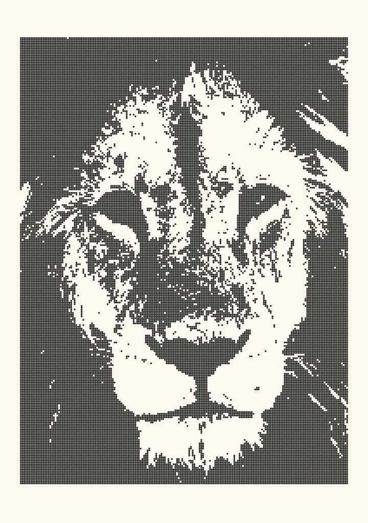 Threshold applied to a photo of a lion