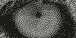 The lion's eye dithered with blue noise at 254 DPI, an even grain with no grid