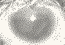The same eye at 254 DPI with Invert on, so the dots sit in the light parts of the photo