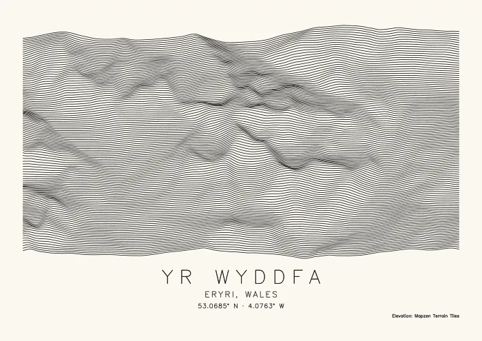 Yr Wyddfa drawn with 120 stacked profile lines