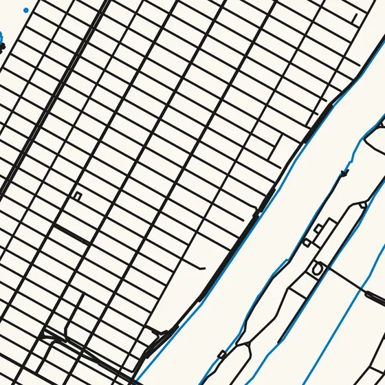 The same detail of Manhattan with every road drawn as one stroke