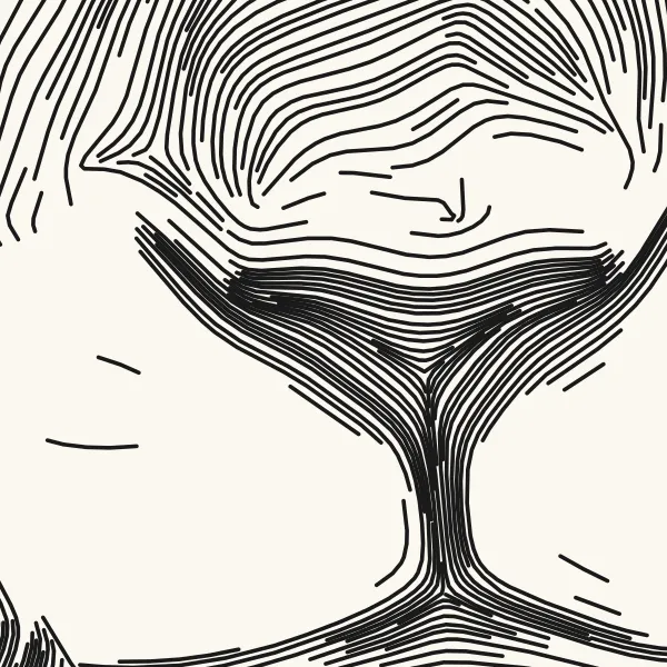 Close-up of Flow lines around the lion's nose at tight spacing, packed into dense bands along the muzzle