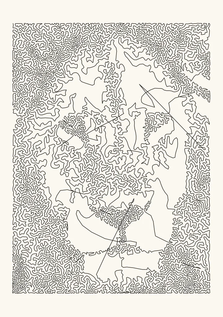 Lion photo drawn as one continuous line that visits every stipple dot