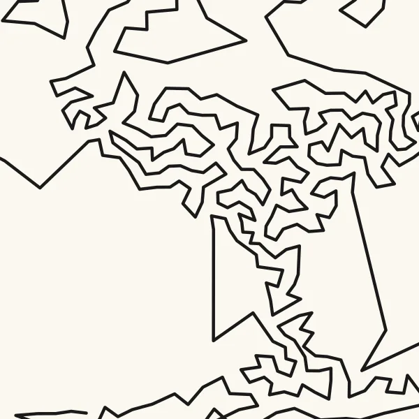 Close-up of a one-line TSP drawing around the lion's nose with sharp, straight corners